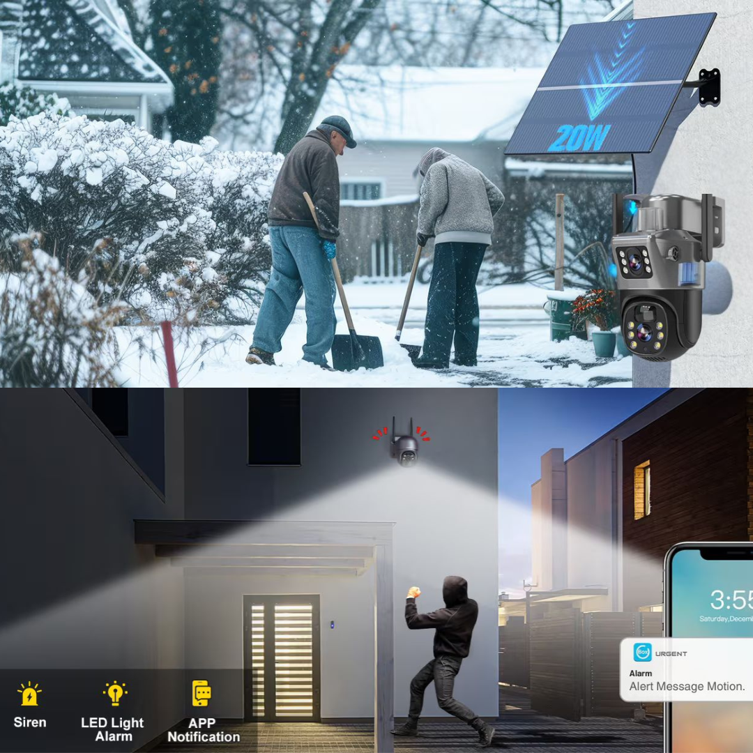 Wireless 4K Security Camera | Dual Lens, 10x Zoom & Solar-Powered for Home Surveillance