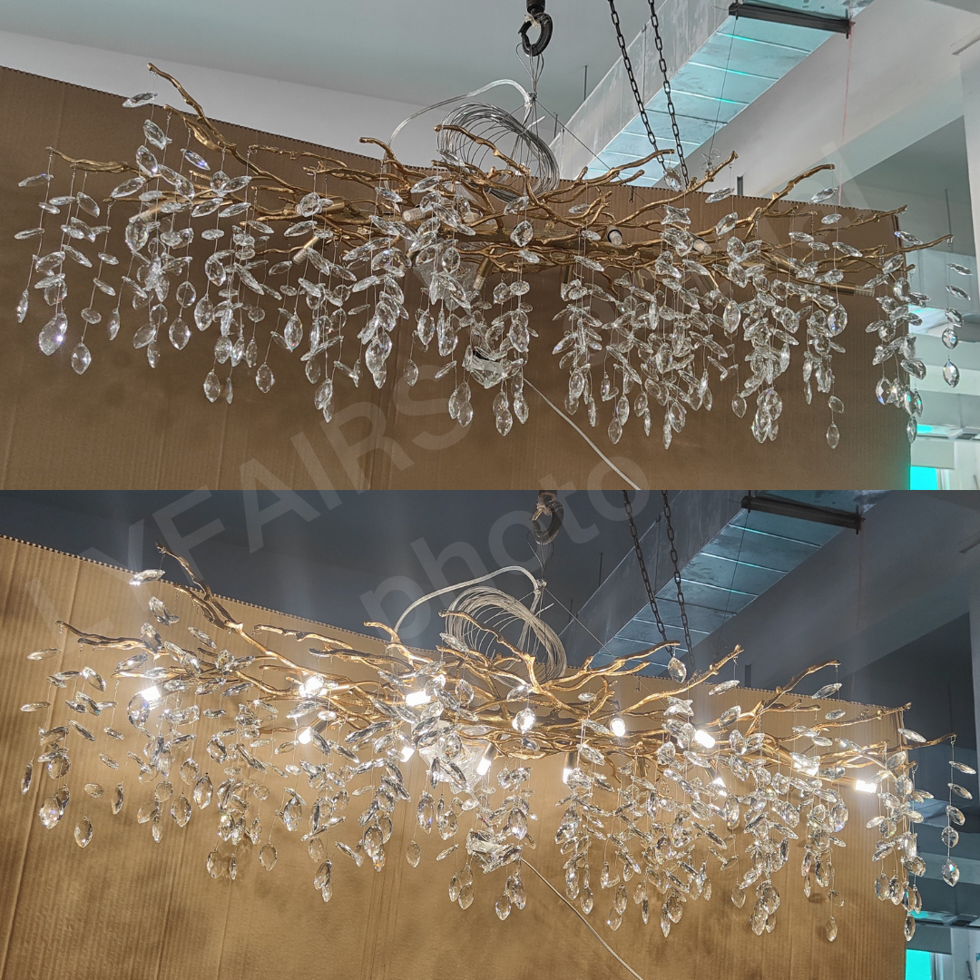 French Style Crystal Chandelier with Branch Design for Living Room & Dining Room Lighting
