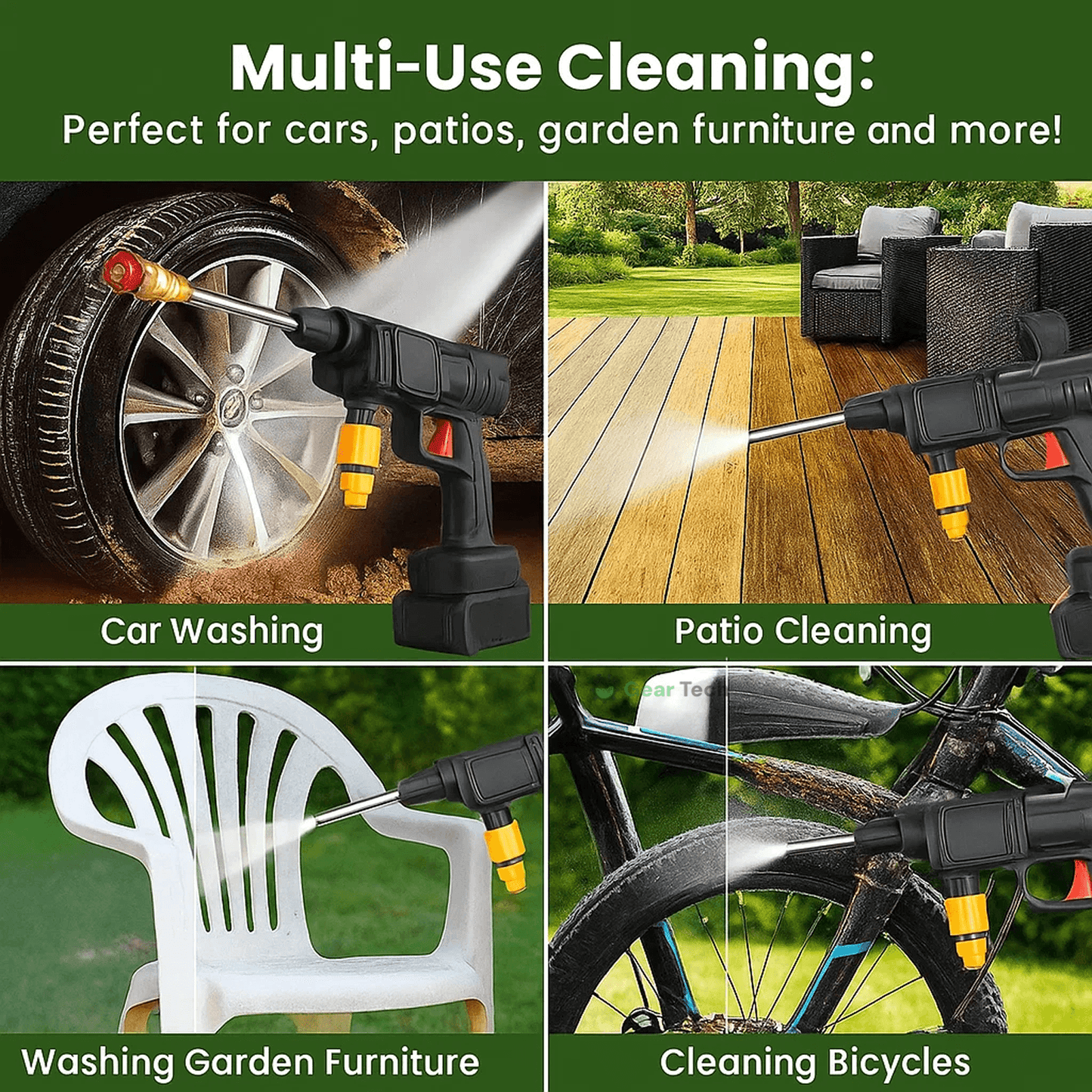 Cordless Portable High Pressure Spray Water Gun Set | Ideal for Cleaning Cars, Patios & Garden Furniture