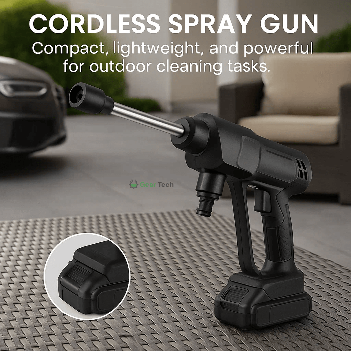 Cordless Portable High Pressure Spray Water Gun Set | Ideal for Cleaning Cars, Patios & Garden Furniture