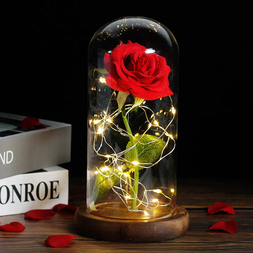 Eternal Rose in Glass Dome | Handpicked, LED Lit & Ideal for Romantic Gifts and Home Decor