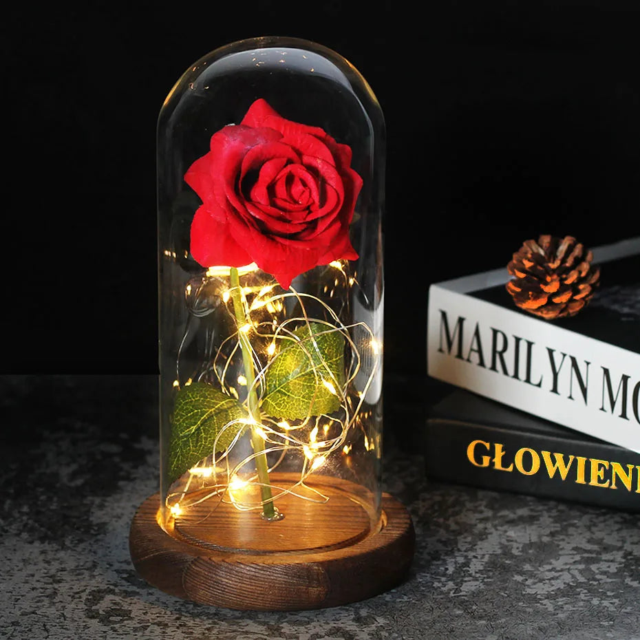 Eternal Rose in Glass Dome | Handpicked, LED Lit & Ideal for Romantic Gifts and Home Decor