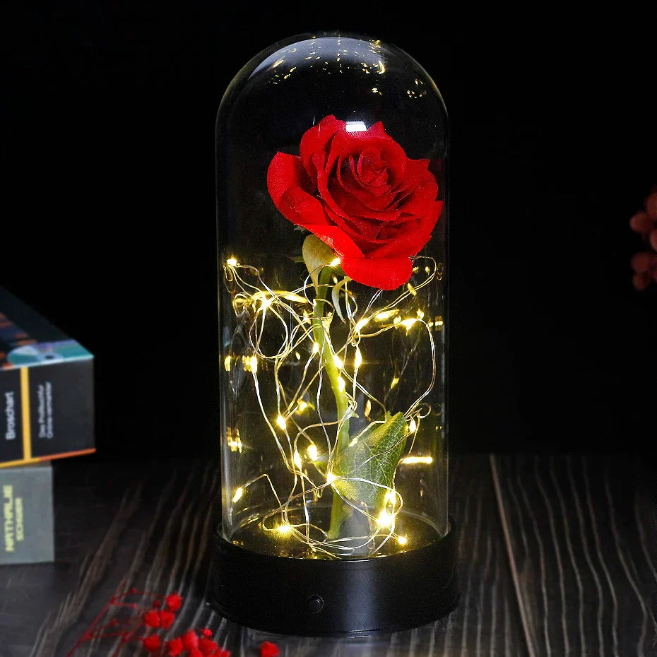 Eternal Rose in Glass Dome | Handpicked, LED Lit & Ideal for Romantic Gifts and Home Decor