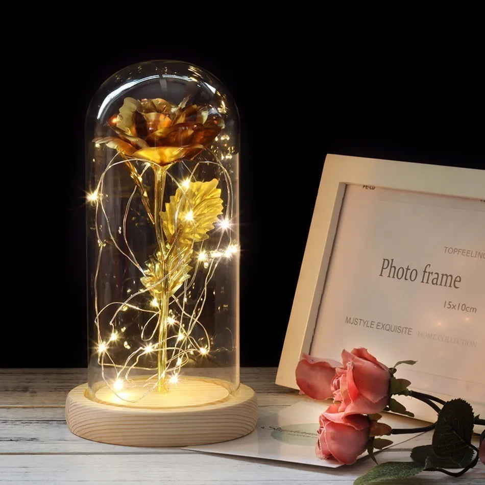 Eternal Rose in Glass Dome | Handpicked, LED Lit & Ideal for Romantic Gifts and Home Decor