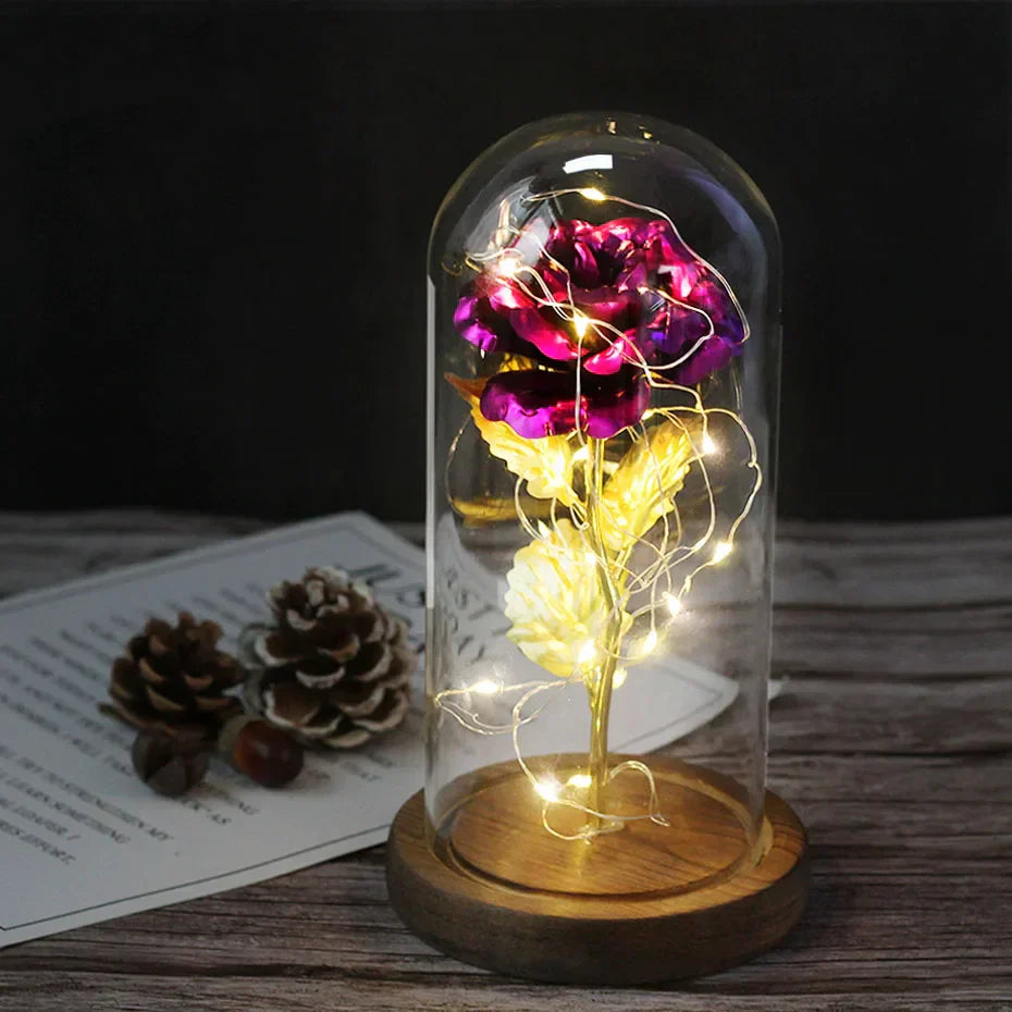 Eternal Rose in Glass Dome | Handpicked, LED Lit & Ideal for Romantic Gifts and Home Decor