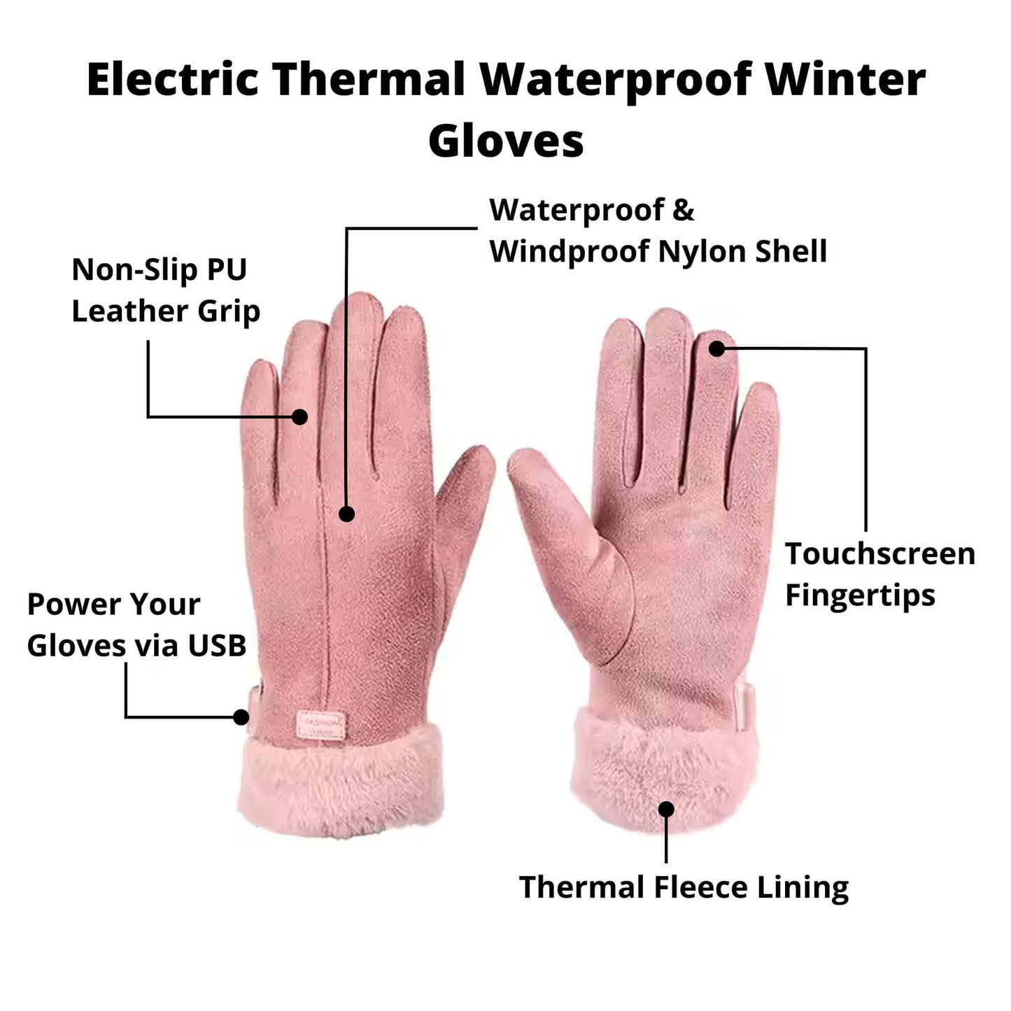 Heated Gloves for Women UK – Ladies Thermal Waterproof Winter Gloves with Touch Screen & USB Rechargeable Warm Design