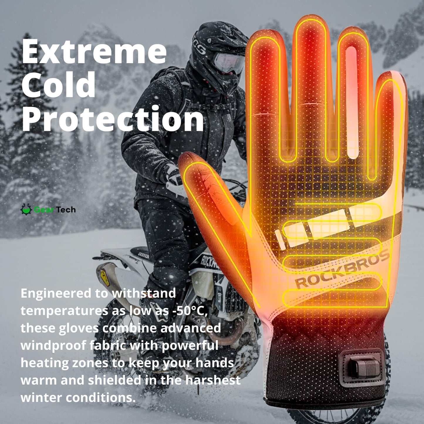 Heated Motorcycle Gloves UK – Winter Motorbike Gloves with Knuckle Protection, Visor Wiper & Touchscreen