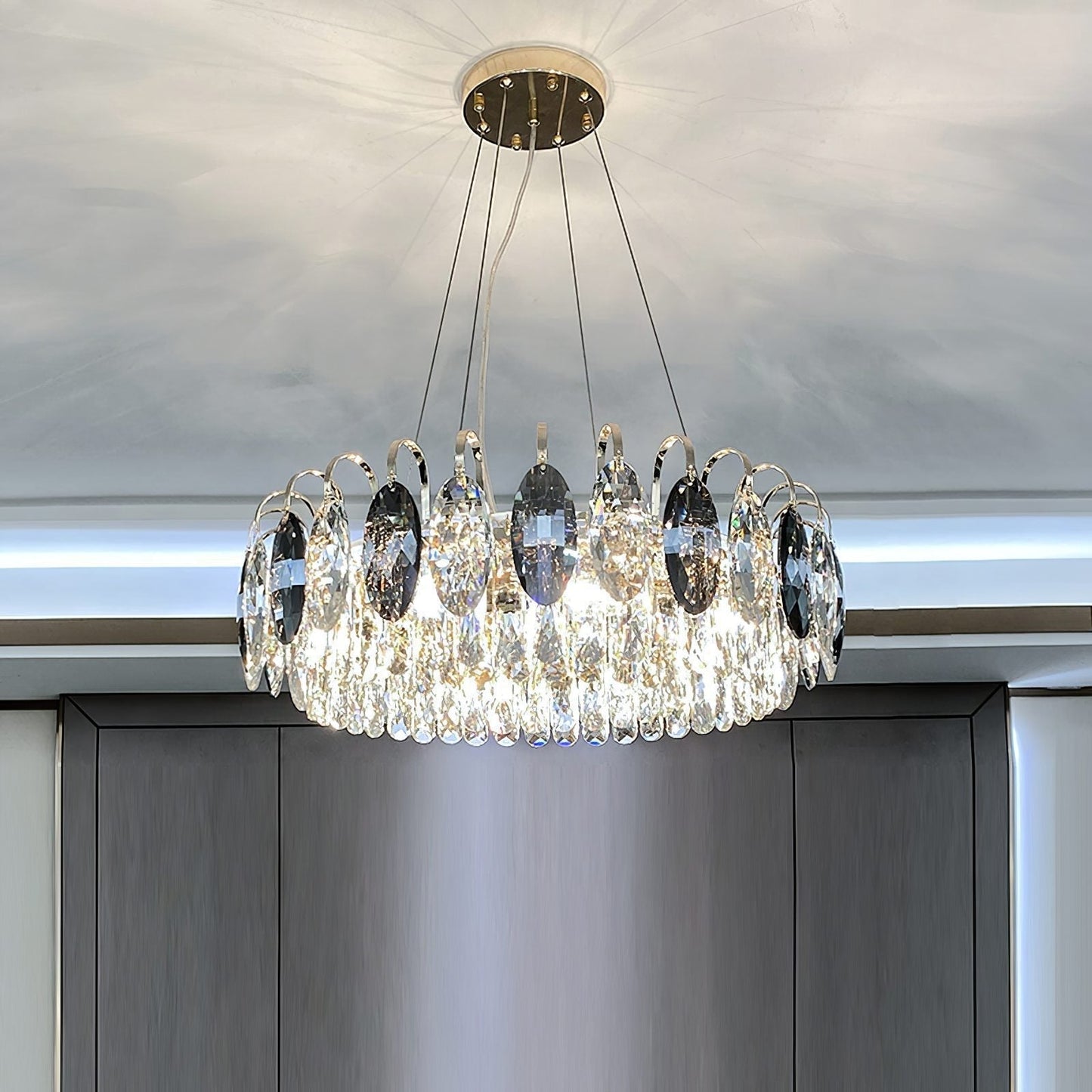 K9 Crystal Chandelier Light Fixture - Modern Hanging Pendant for Dining Room & Living Room Decor