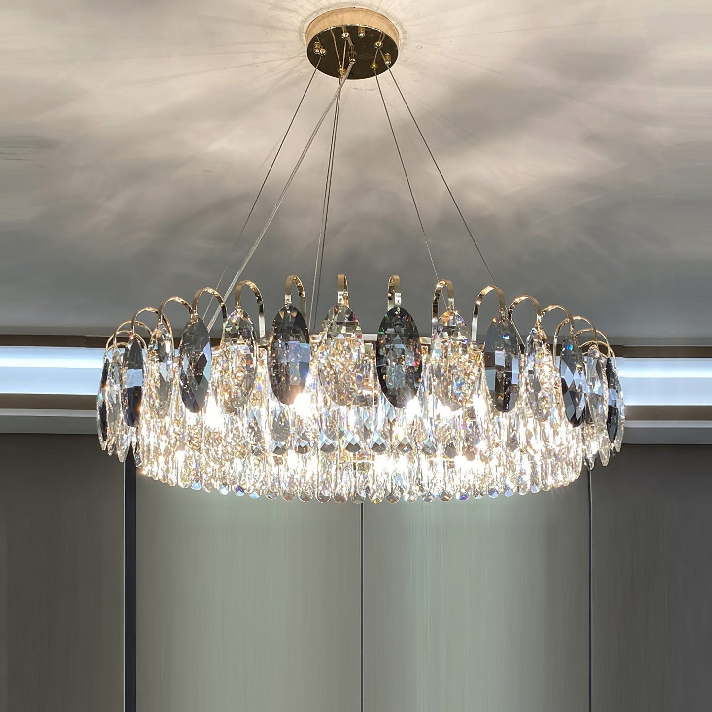 K9 Crystal Chandelier Light Fixture - Modern Hanging Pendant for Dining Room & Living Room Decor
