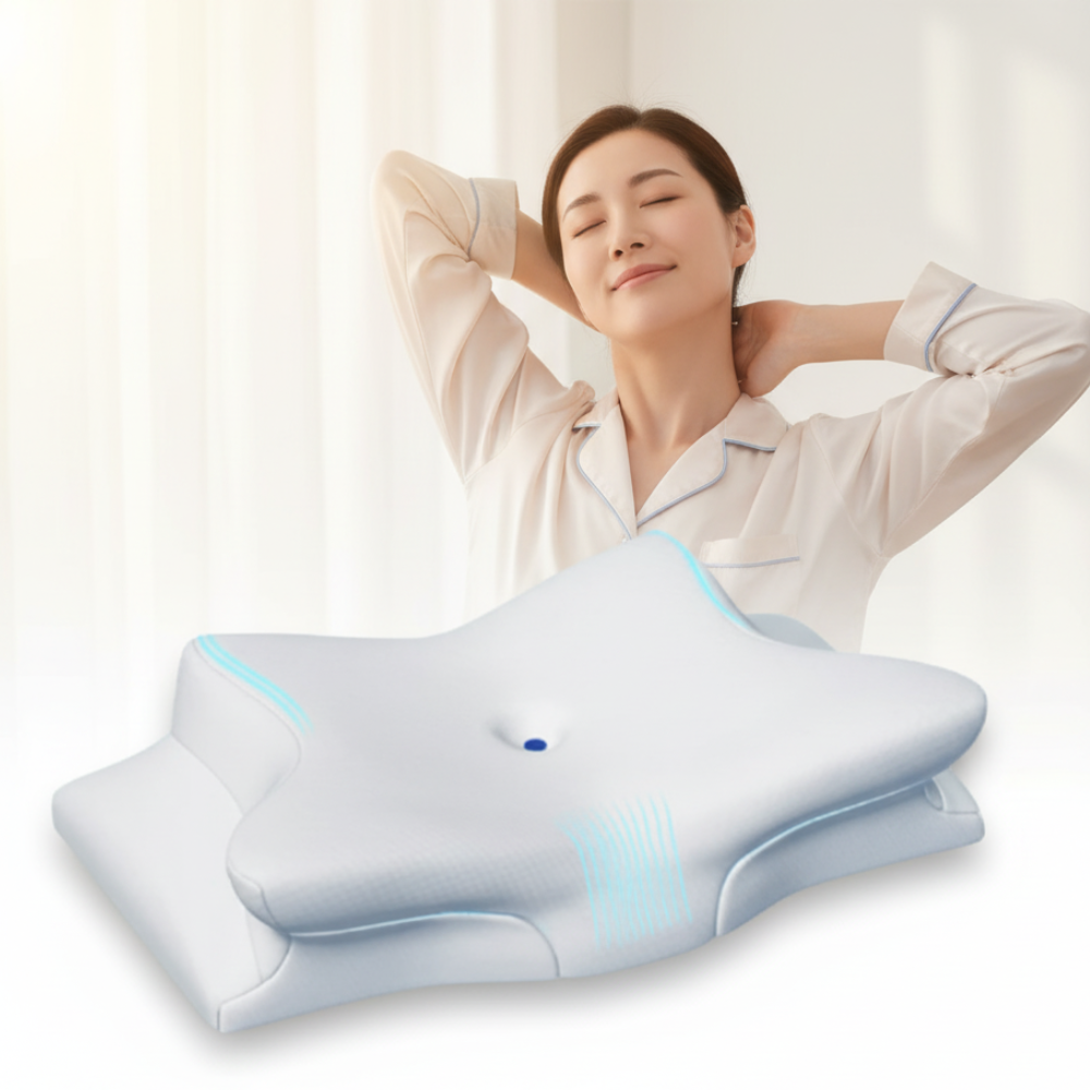Memory Foam Pillow for Ultimate Comfort – Sleeping Pillow with Ergonomic Butterfly Design for Deep Rest & All-Night Support