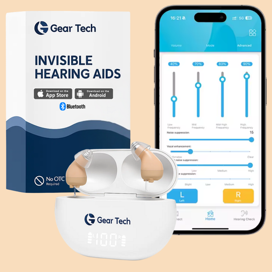 Invisible In-Ear Hearing Aids UK | Discreet Small Rechargeable Hearing Devices with Bluetooth App Control & Noise Reduction