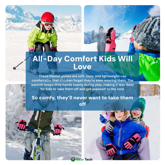 Kids Heated Gloves | Waterproof, Windproof, Rechargeable Winter Gloves with 3 Heat Levels