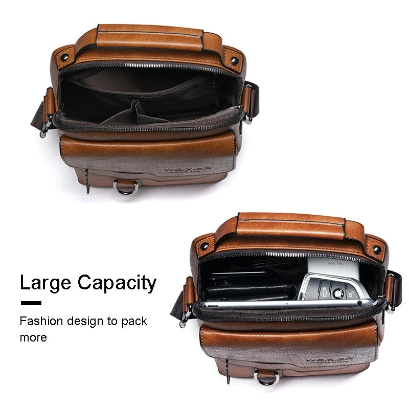 Men's Genuine Leather Shoulder Bag | Durable, Adjustable Strap & Ideal for Work or Leisure