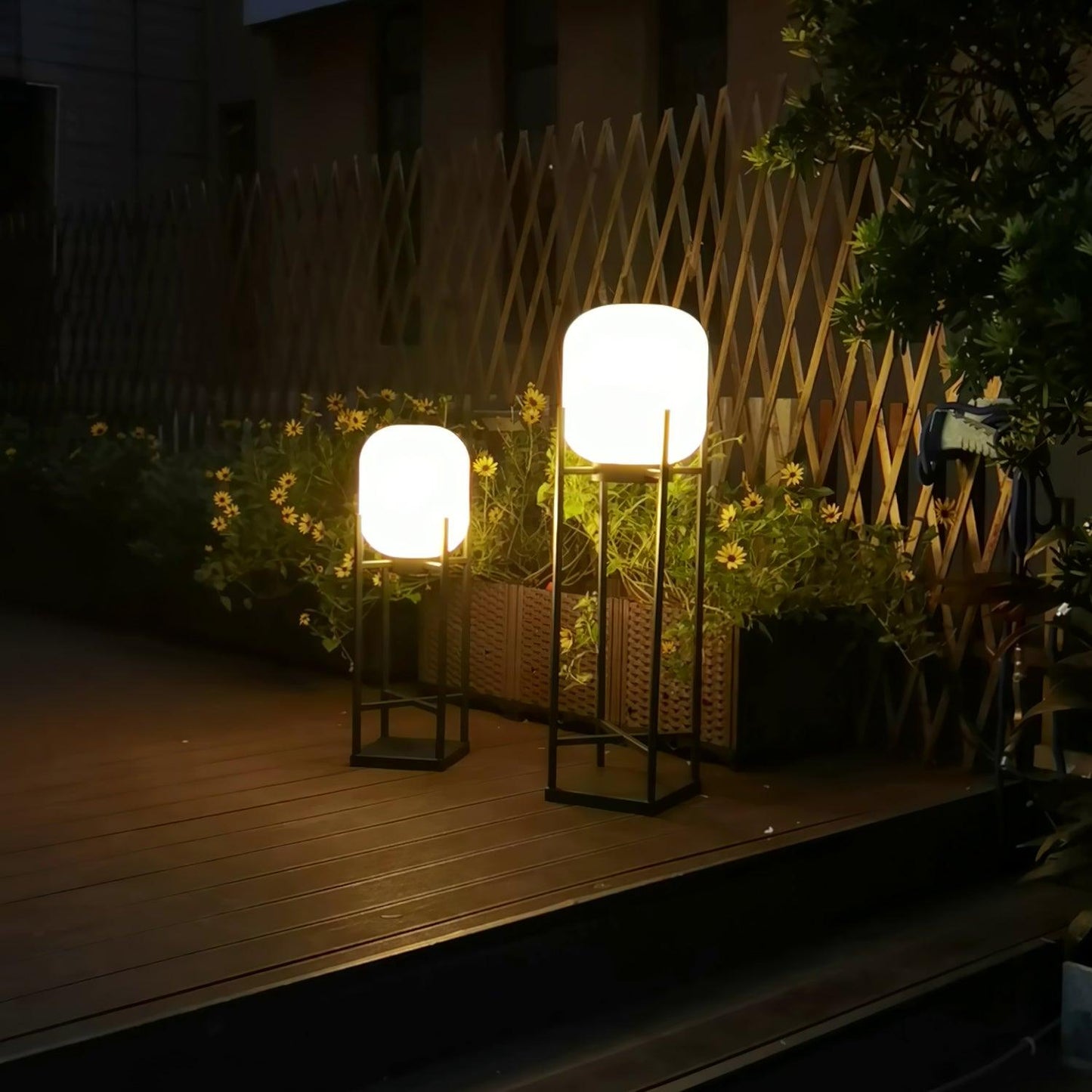 Solar Floor Lamp Lantern - Waterproof LED Outdoor Lighting for Patios, Gardens, and Backyards