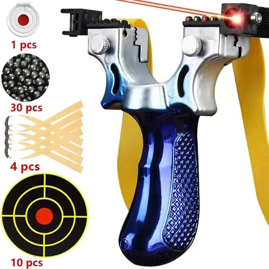 Slingshot with Anti-Slip Grip | Built-in Laser & Level for Precision Shooting