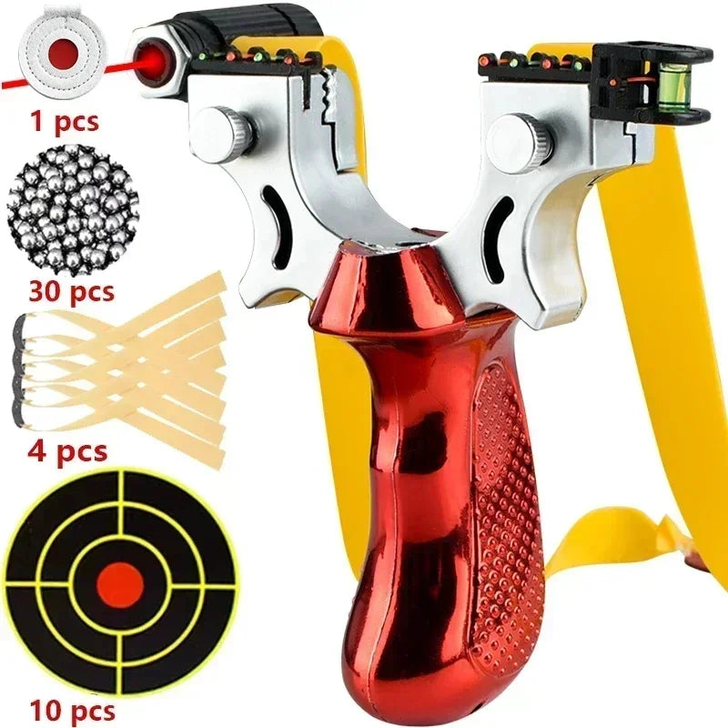 Slingshot with Anti-Slip Grip | Built-in Laser & Level for Precision Shooting