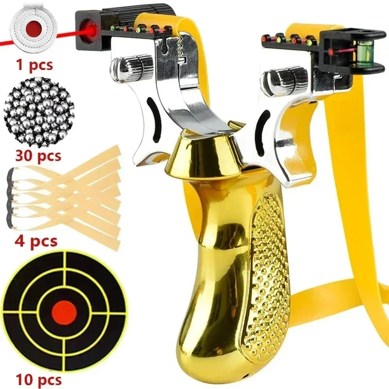 Slingshot with Anti-Slip Grip | Built-in Laser & Level for Precision Shooting