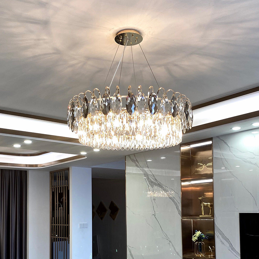 K9 Crystal Chandelier Light Fixture - Modern Hanging Pendant for Dining Room & Living Room Decor