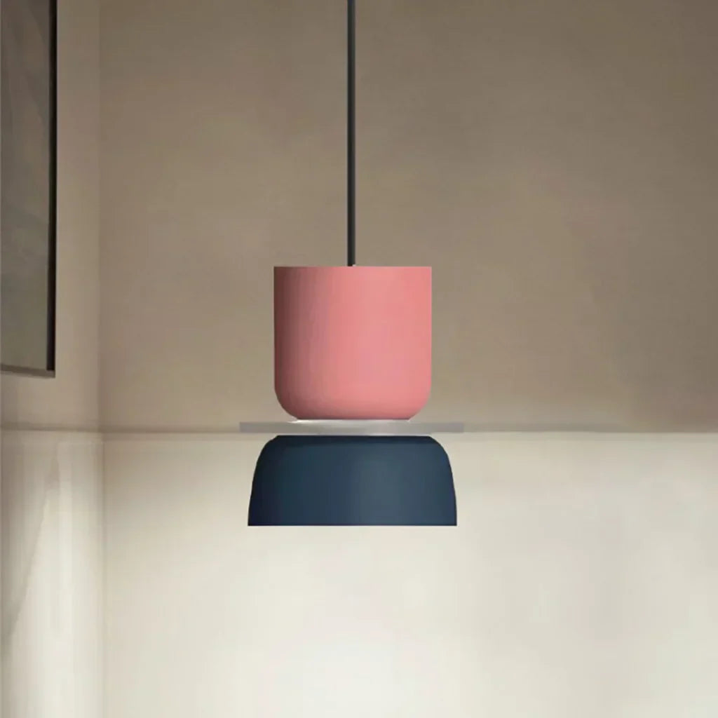 Nordic Color Block Pendant Light Fixture - Modern Hanging Lamp for Kitchen & Dining Room