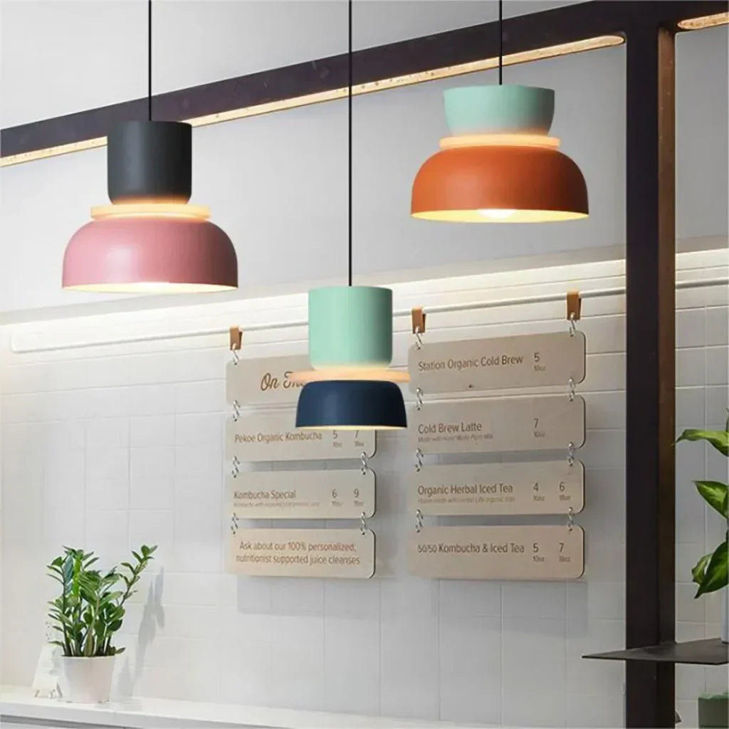 Nordic Color Block Pendant Light Fixture - Modern Hanging Lamp for Kitchen & Dining Room
