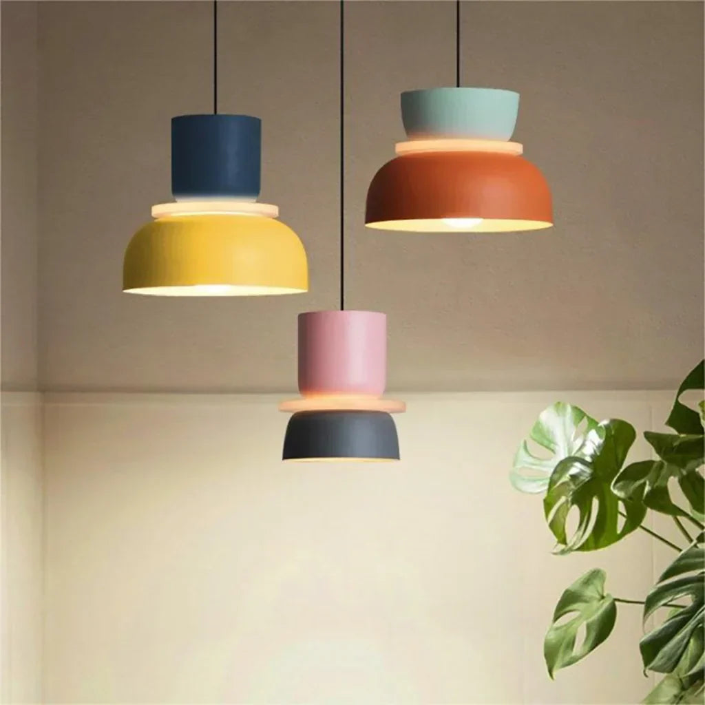 Nordic Color Block Pendant Light Fixture - Modern Hanging Lamp for Kitchen & Dining Room