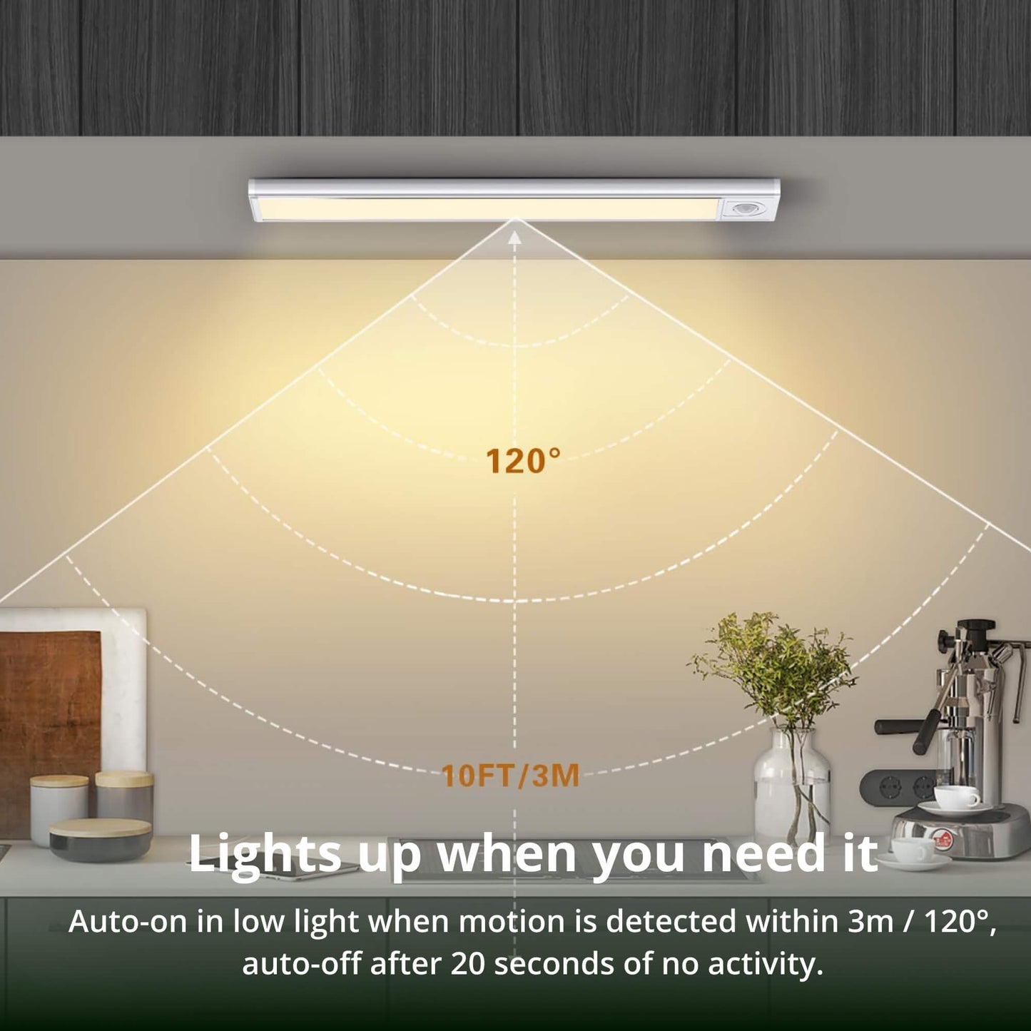 Magnetic Motion Sensor Light | Modern Silver Design, USB Rechargeable & Easy-to-Mount for Home Safety and Ambiance