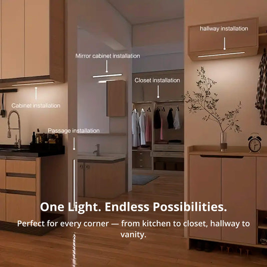 Magnetic Motion Sensor Light | Modern Silver Design, USB Rechargeable & Easy-to-Mount for Home Safety and Ambiance