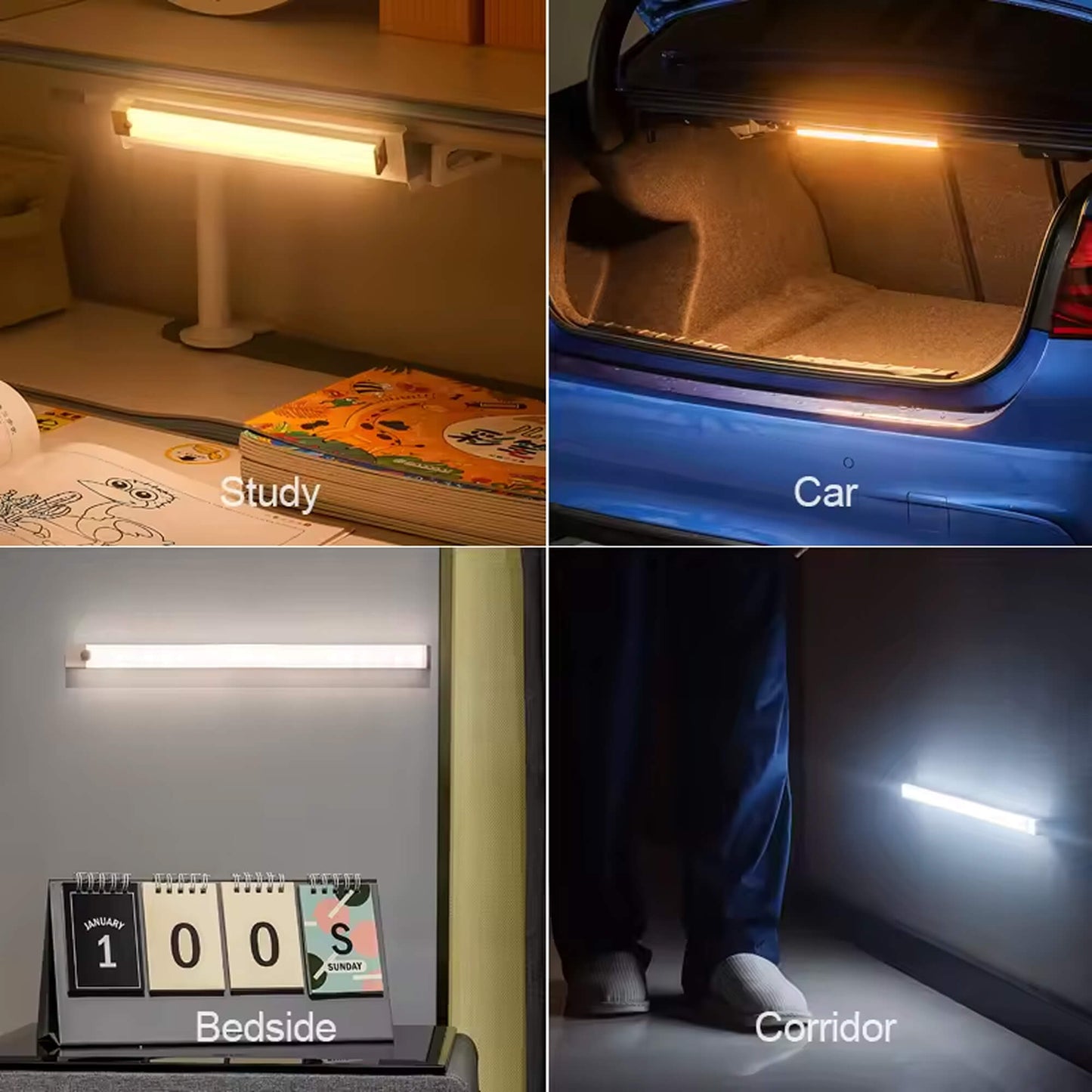 Magnetic Motion Sensor Light | Modern Silver Design, USB Rechargeable & Easy-to-Mount for Home Safety and Ambiance