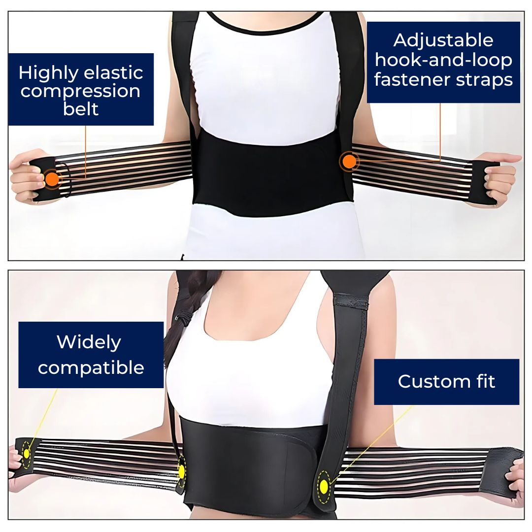 Self-Heating Back Support Brace | Adjustable Heated Posture Corrector for Back Pain Relief & Improved Posture