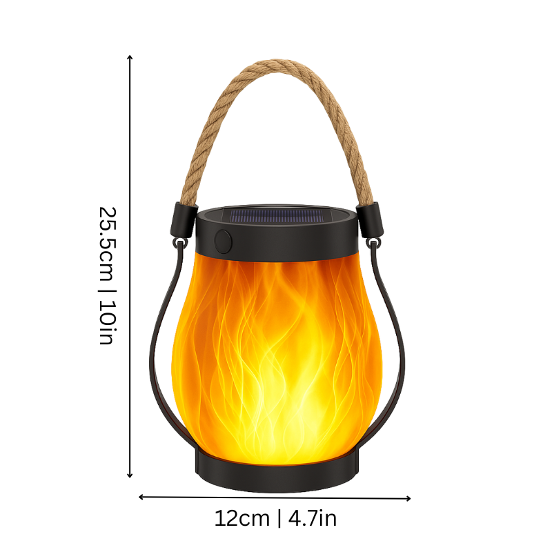 Solar-Powered Outdoor Lantern | Realistic Flame Effect, All-Weather Proof & Ideal for Cozy Evenings on the Patio or Balcony