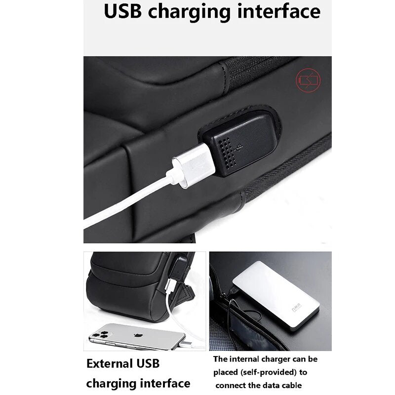Men’s Bag with USB Charger – Anti-Theft Crossbody Chest Bag