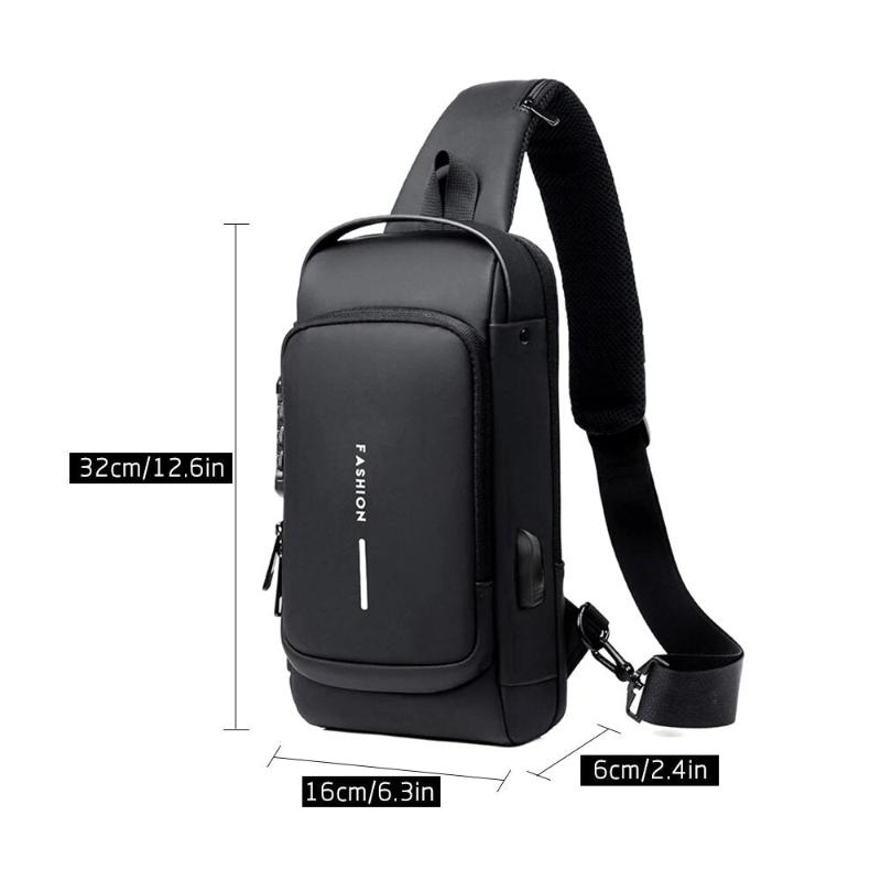 Men’s Bag with USB Charger – Anti-Theft Crossbody Chest Bag