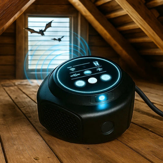 Ultrasonic Bat Repeller | 360° Coverage. Safe & Silent Device for Attics. Garages & Roofs