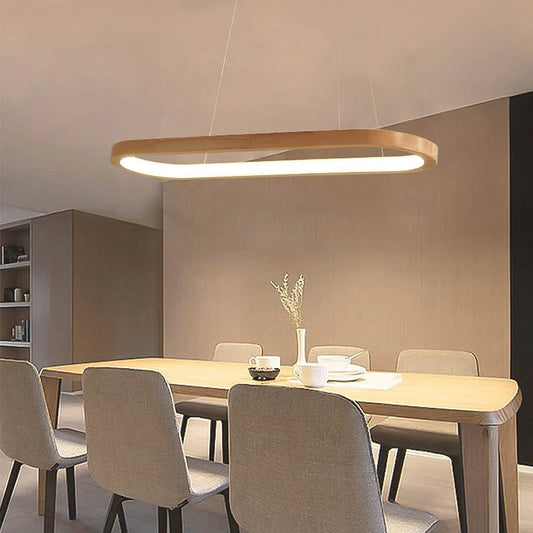 Minimalist Wooden Pendant Light | LED. Dimmable and Perfect for Dining Room and Kitchen