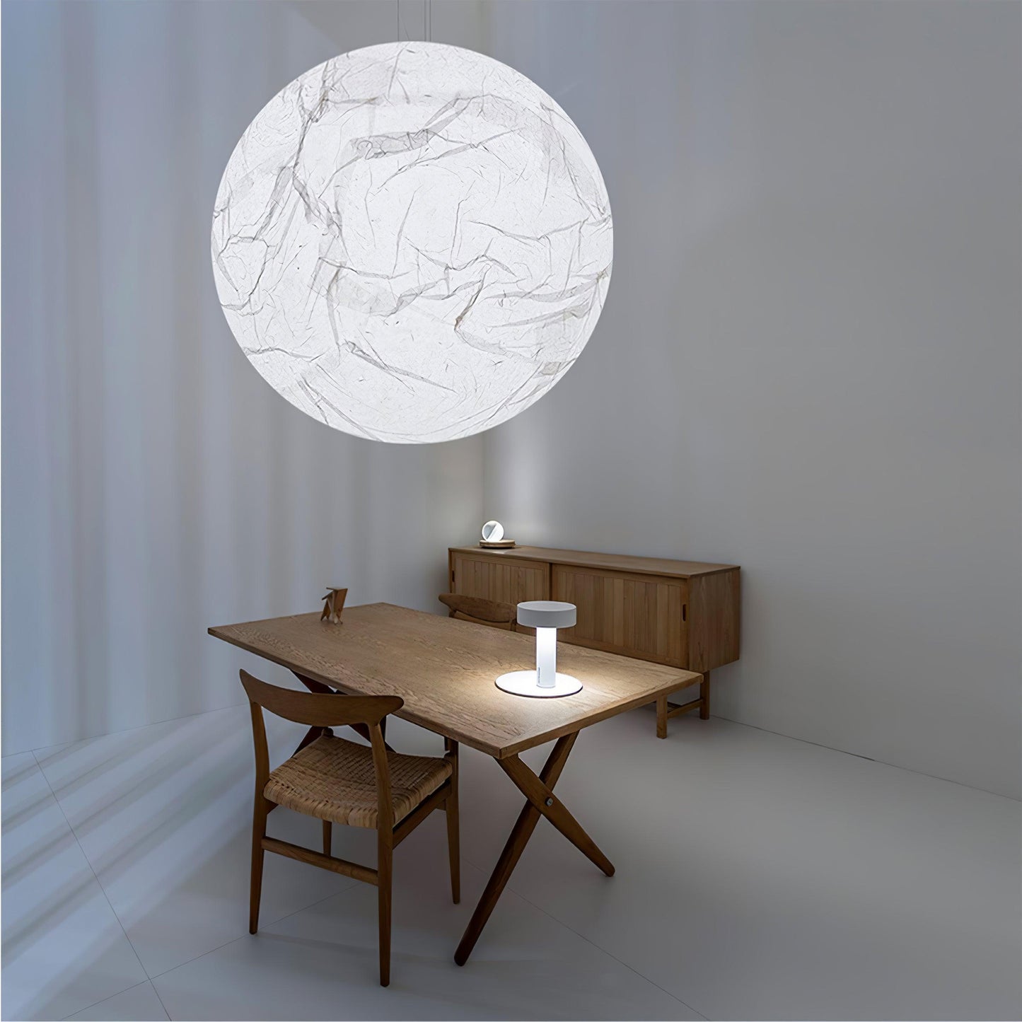 Moon Silk Pendant Lamp - Modern Hanging Light Fixture for Living Room & Dining Room Decor