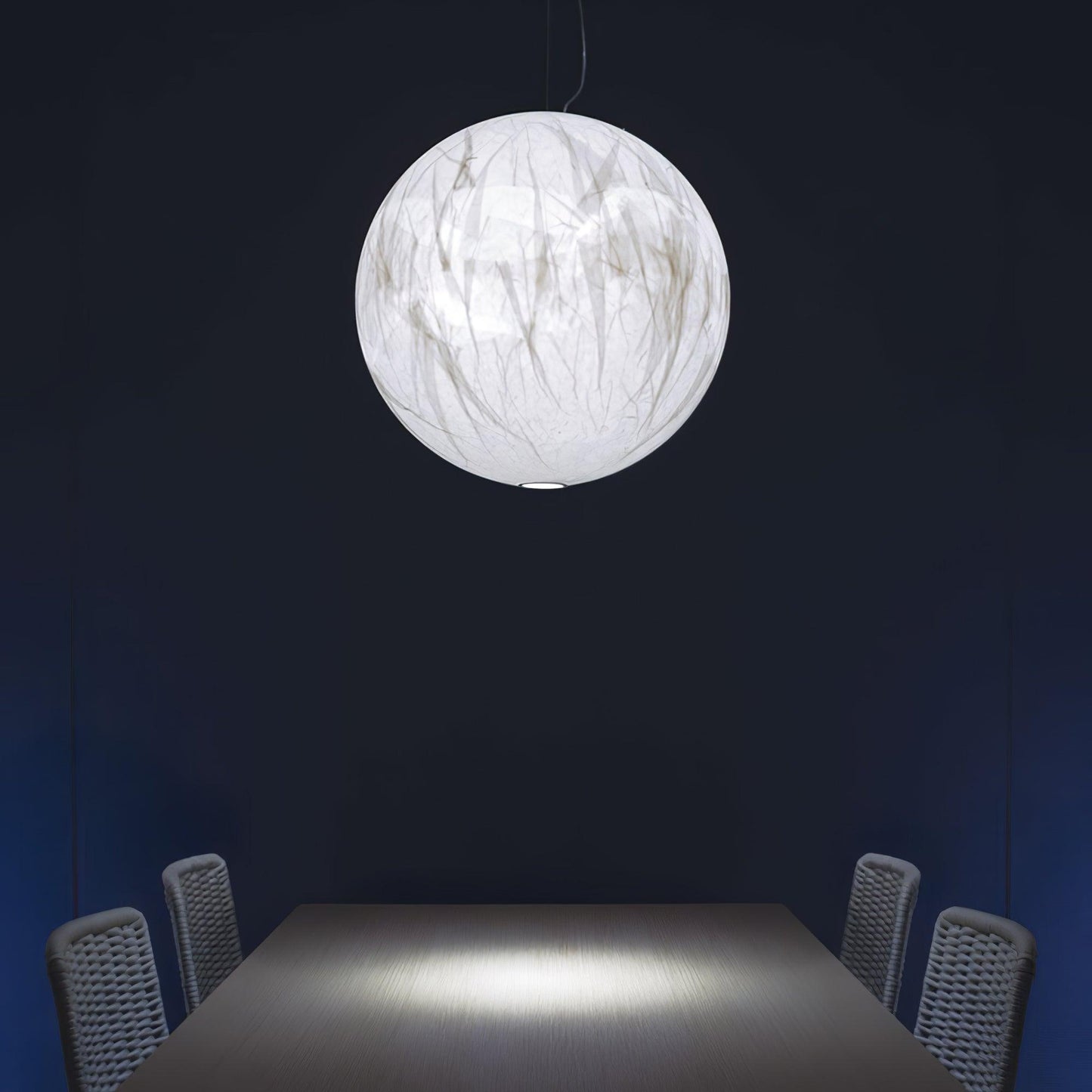 Moon Silk Pendant Lamp - Modern Hanging Light Fixture for Living Room & Dining Room Decor