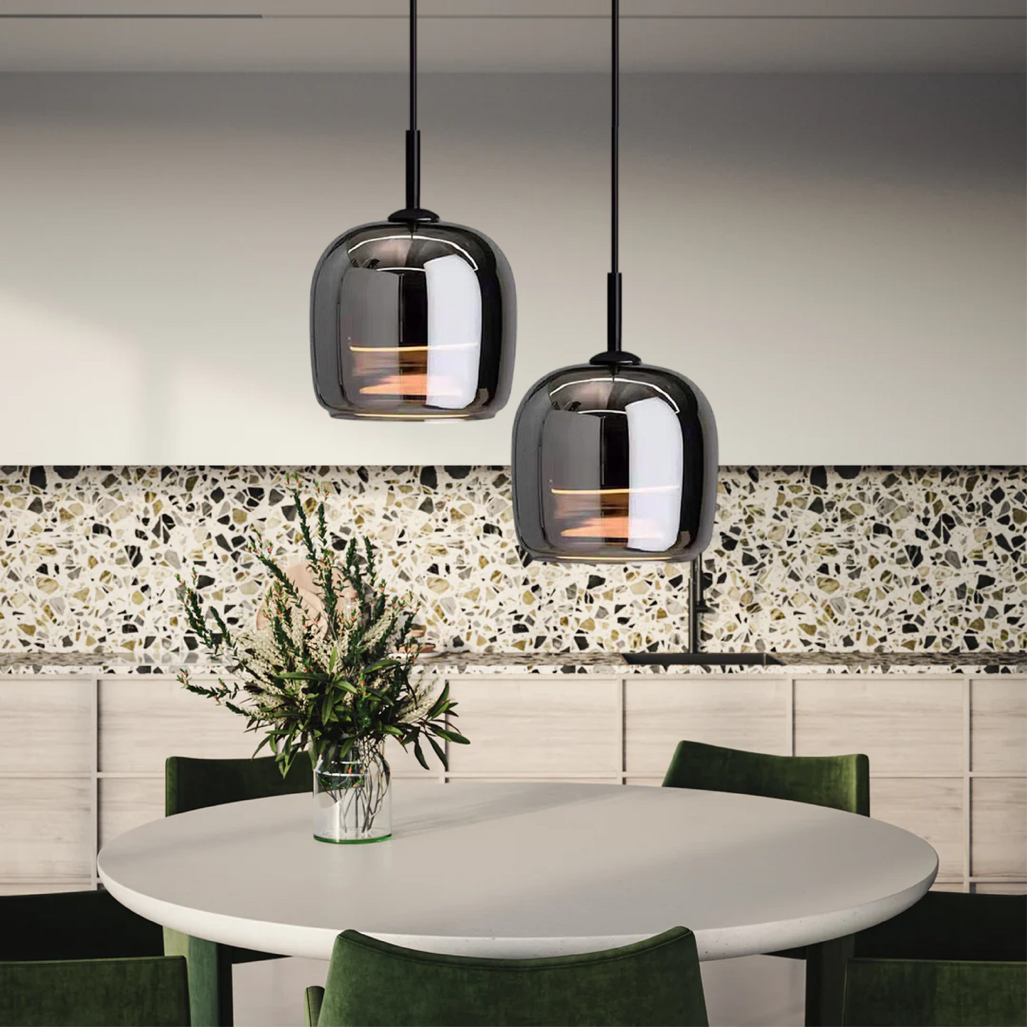 Nordic Black Glass Pendant Light Fixture - Modern Hanging Lamp for Kitchen Island & Dining Room