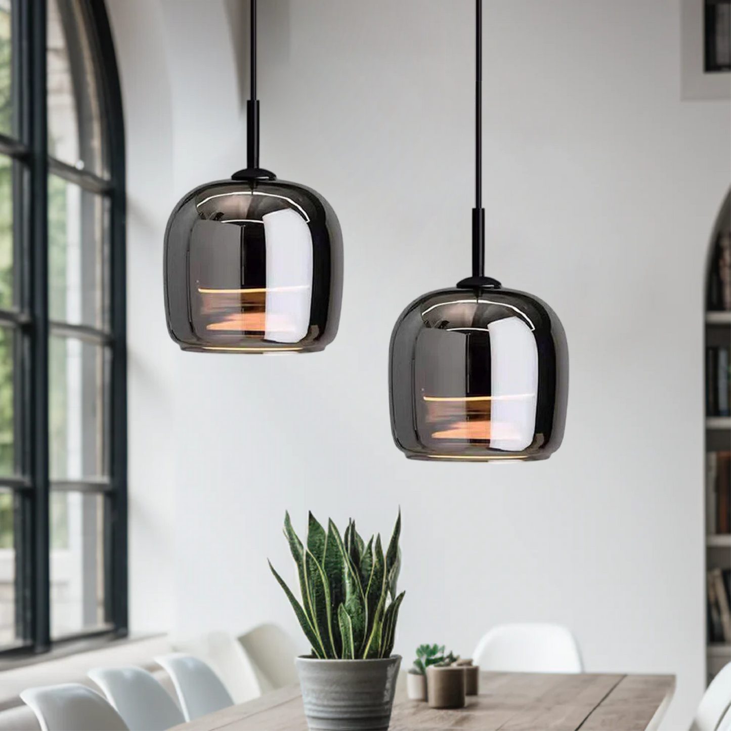 Nordic Black Glass Pendant Light Fixture - Modern Hanging Lamp for Kitchen Island & Dining Room