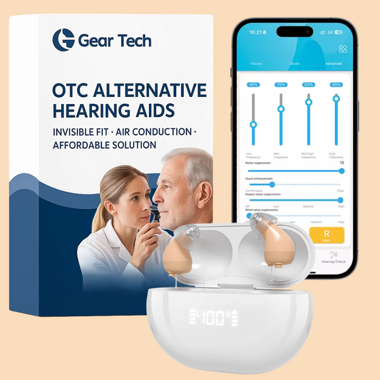 No Prescription Hearing Aids UK | Discreet Rechargeable Air Conduction Hearing Devices with Bluetooth App Control & Noise Reduction