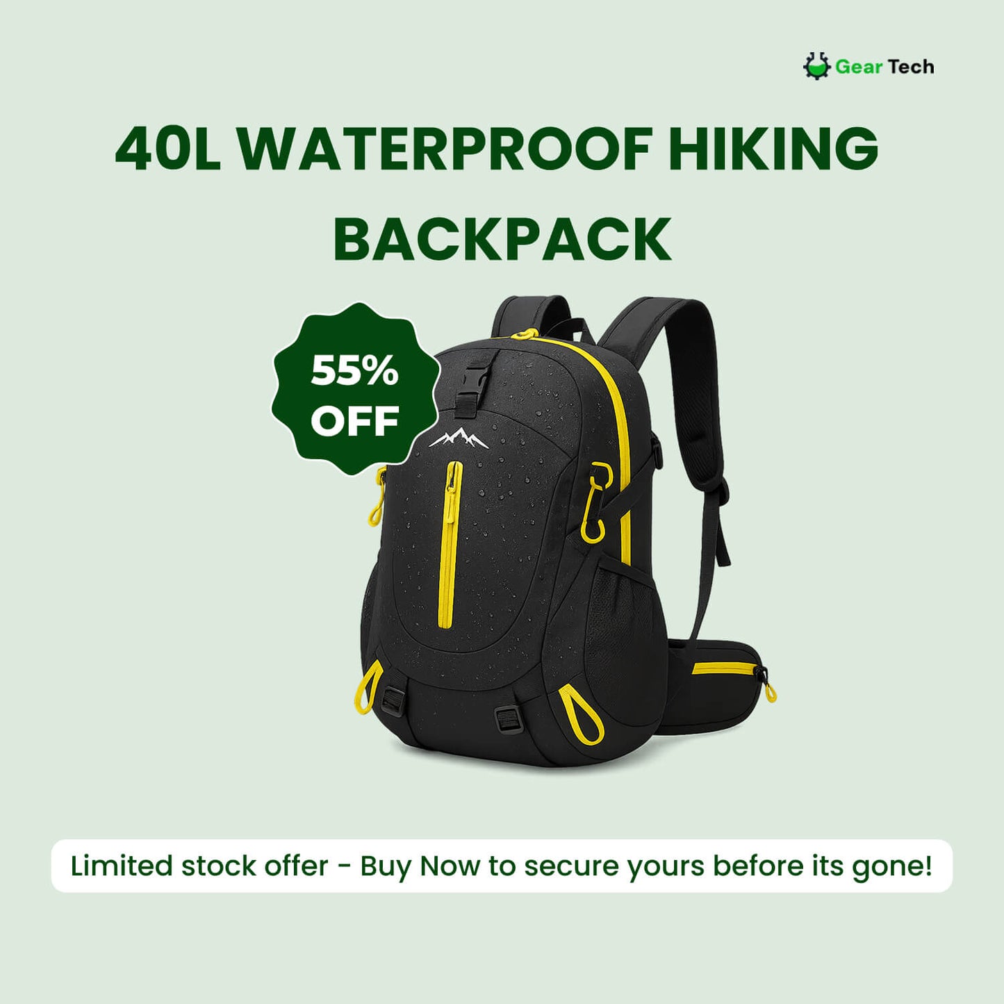 40L Waterproof Hiking Backpack with Multiple Compartments for Outdoor Adventures and Travel