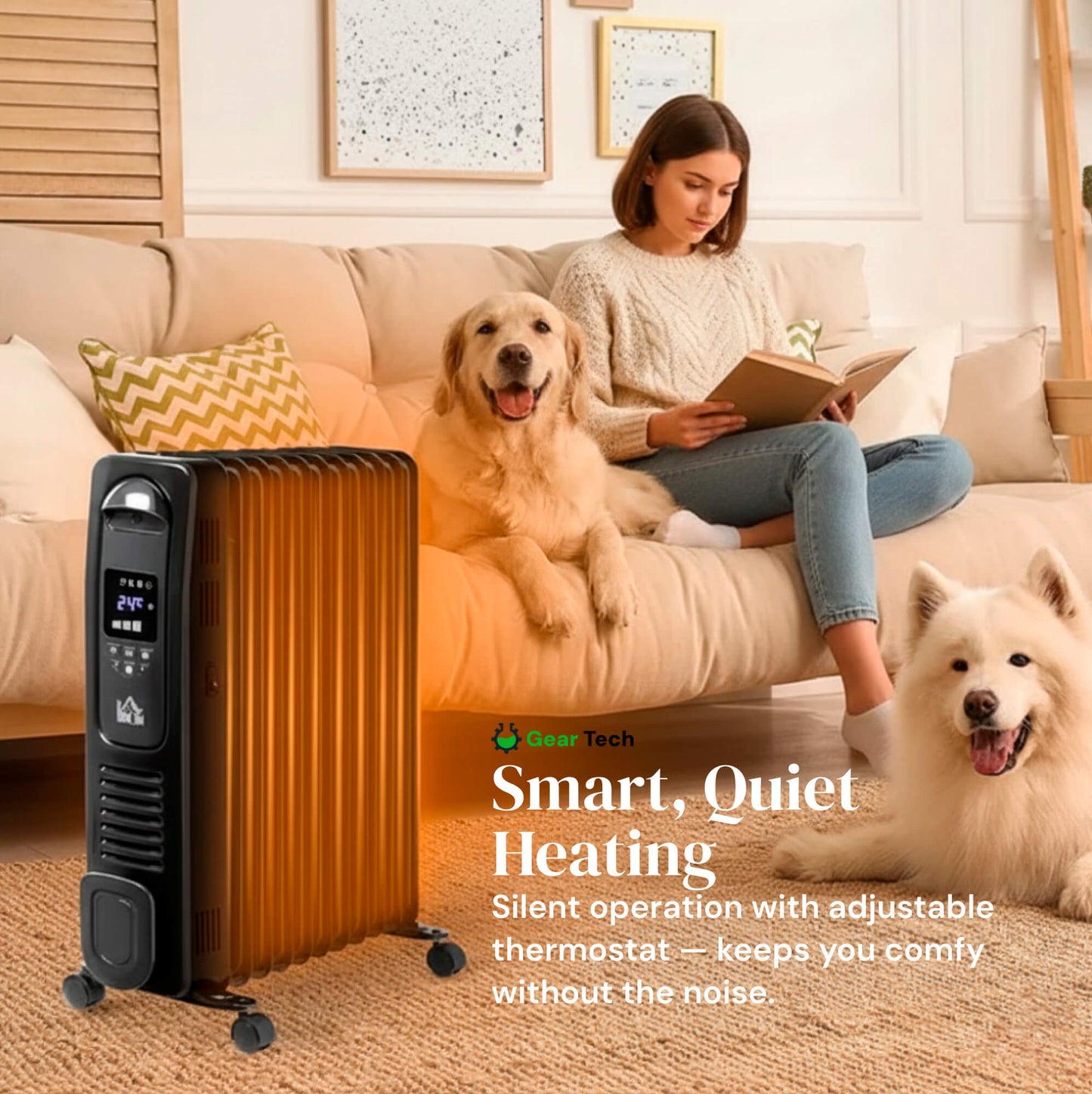 Oil Filled Radiator Heater – Portable Electric Room Heater Silent & Energy Efficient with Thermostat, Timer & Remote UK