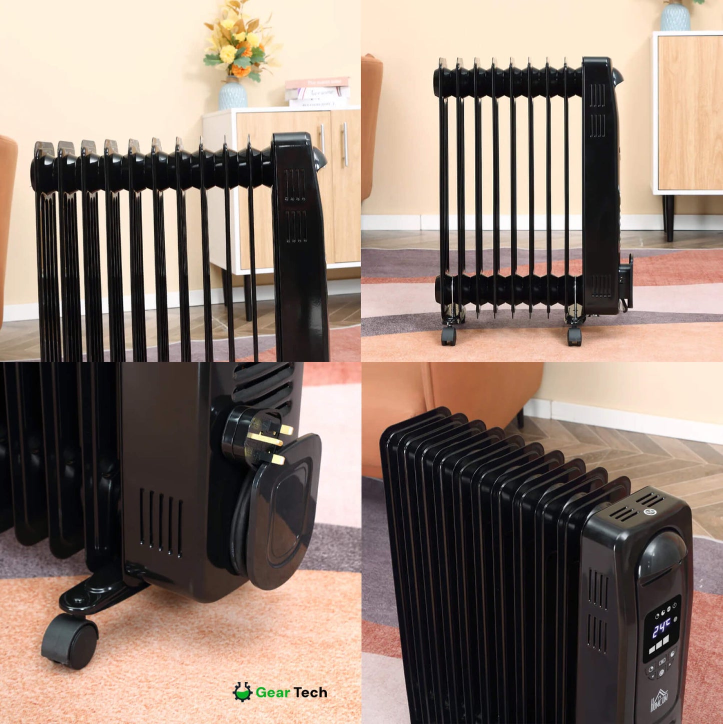 Oil Filled Radiator Heater – Portable Electric Room Heater Silent & Energy Efficient with Thermostat, Timer & Remote UK