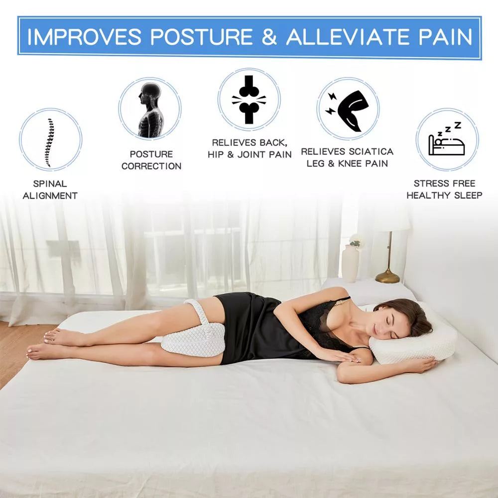 Orthopedic Knee Pillow for Side Sleepers | Memory Foam, Hypoallergenic & Ideal for Sciatica, Back Pain Relief