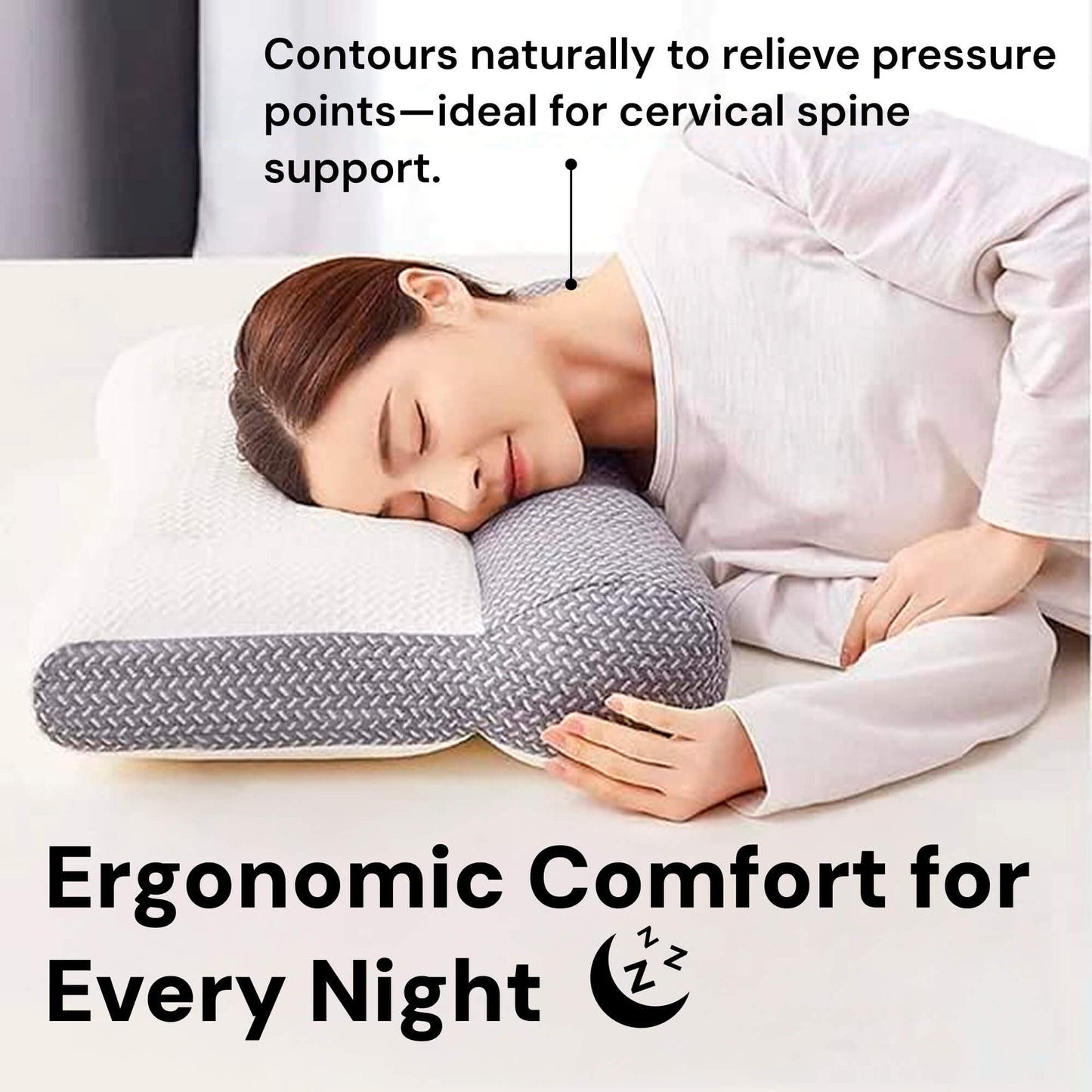 Orthopedic Neck Pillow for Sleeping | Cervical Spine Support, Pain Relief & Reduced Snoring for All Sleep Positions