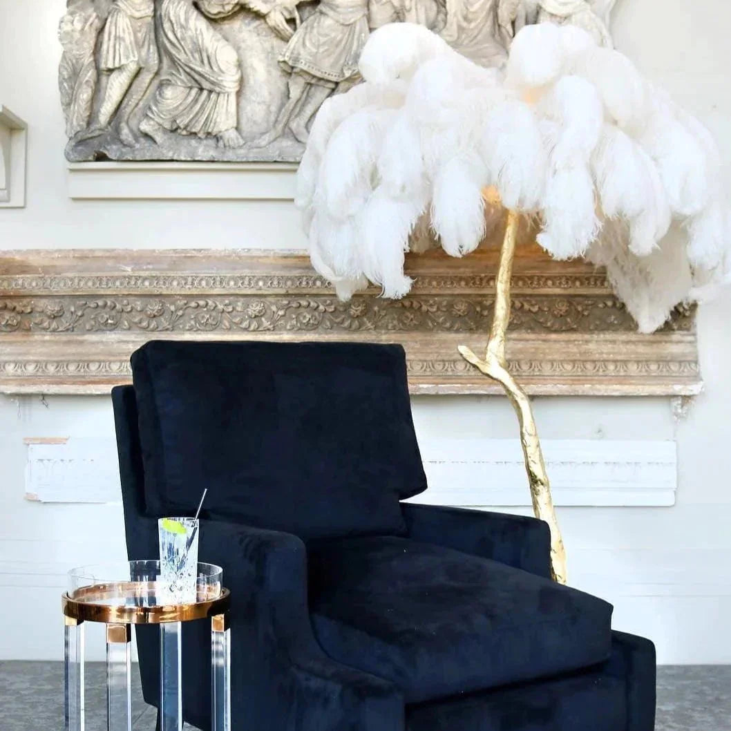 LED Ostrich Feather Floor Lamp - Adjustable Height with Soft Lighting for Living Room & Bedroom Decor