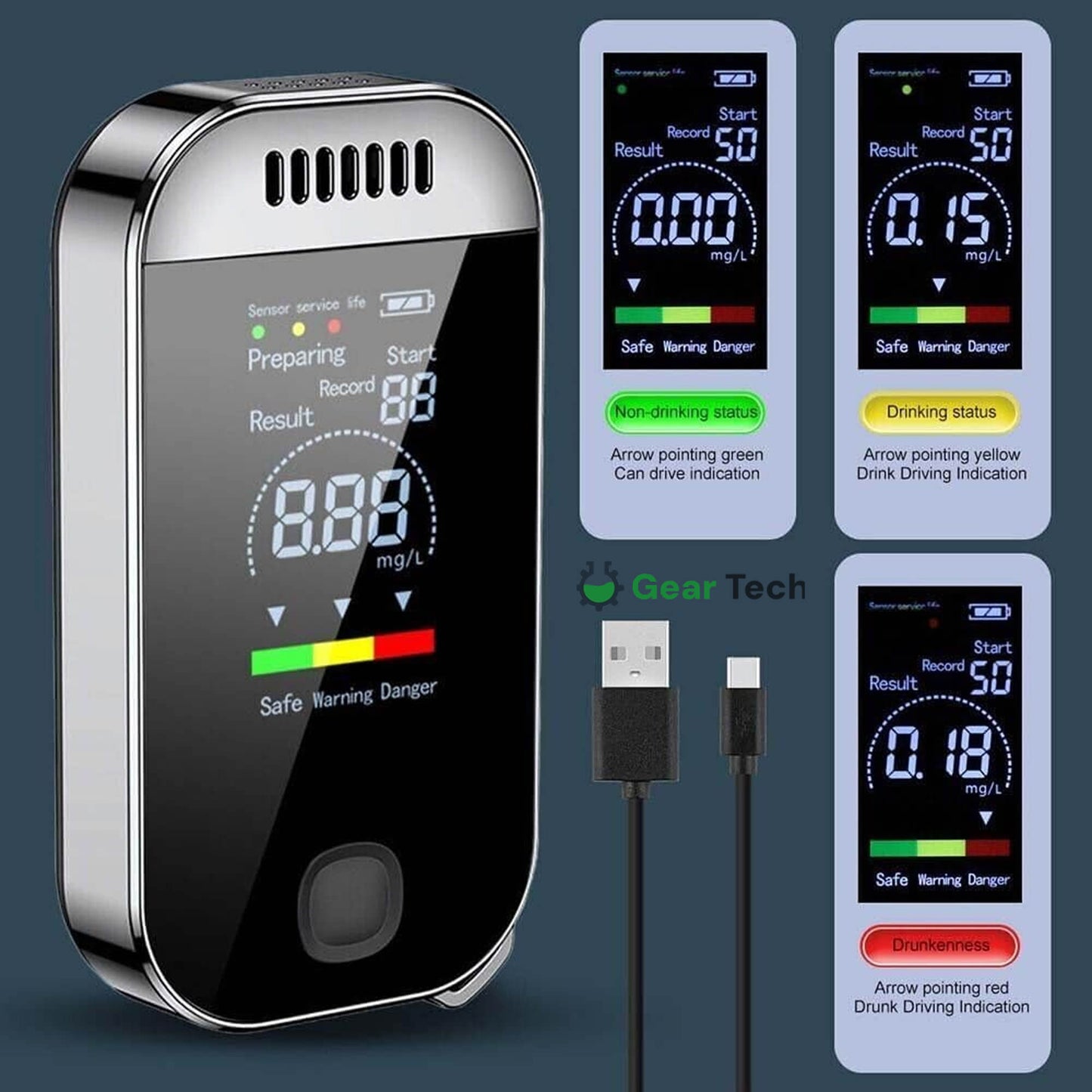 Professional Breathalyzer Alcohol Meter | High-Precision, Contactless Design & Ideal for Home, Camping, or Safe Driving