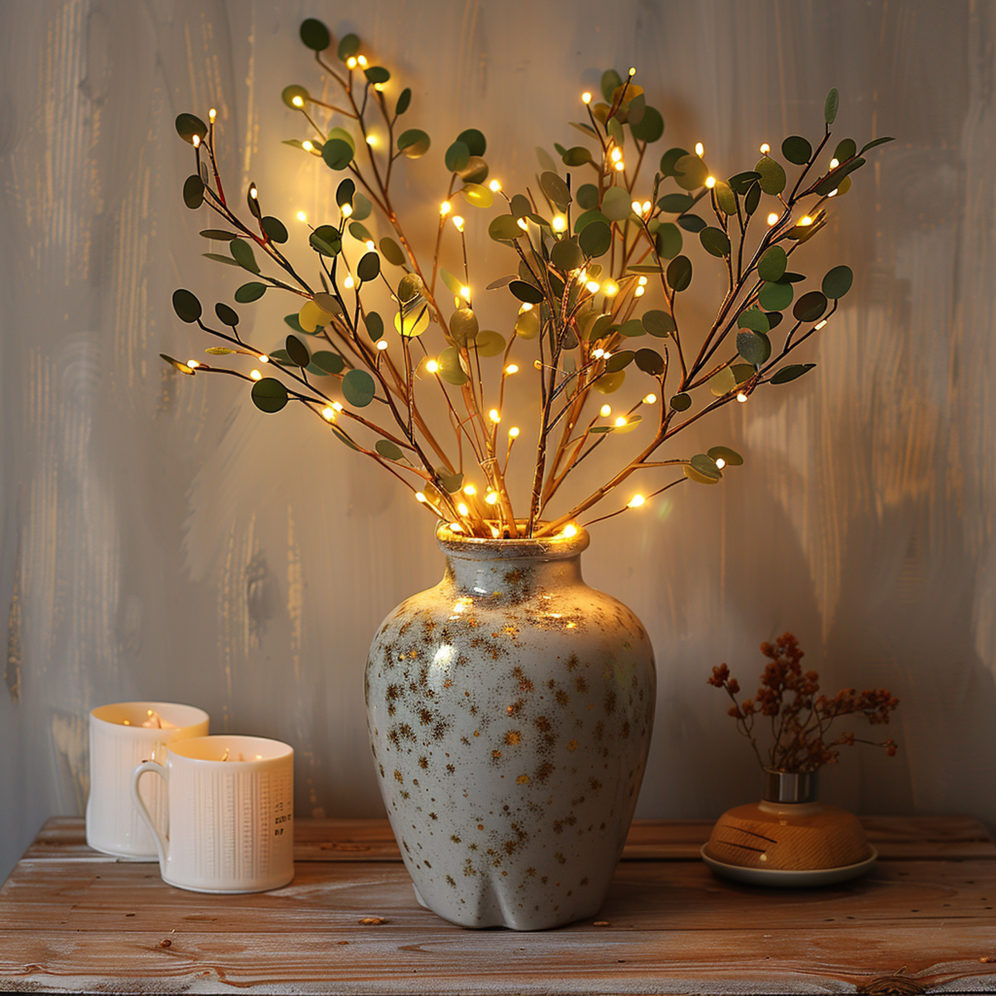 LED Fairy Light Olive Branch Decor - Battery Operated String Lights for Home, Wedding, and Party Decorations