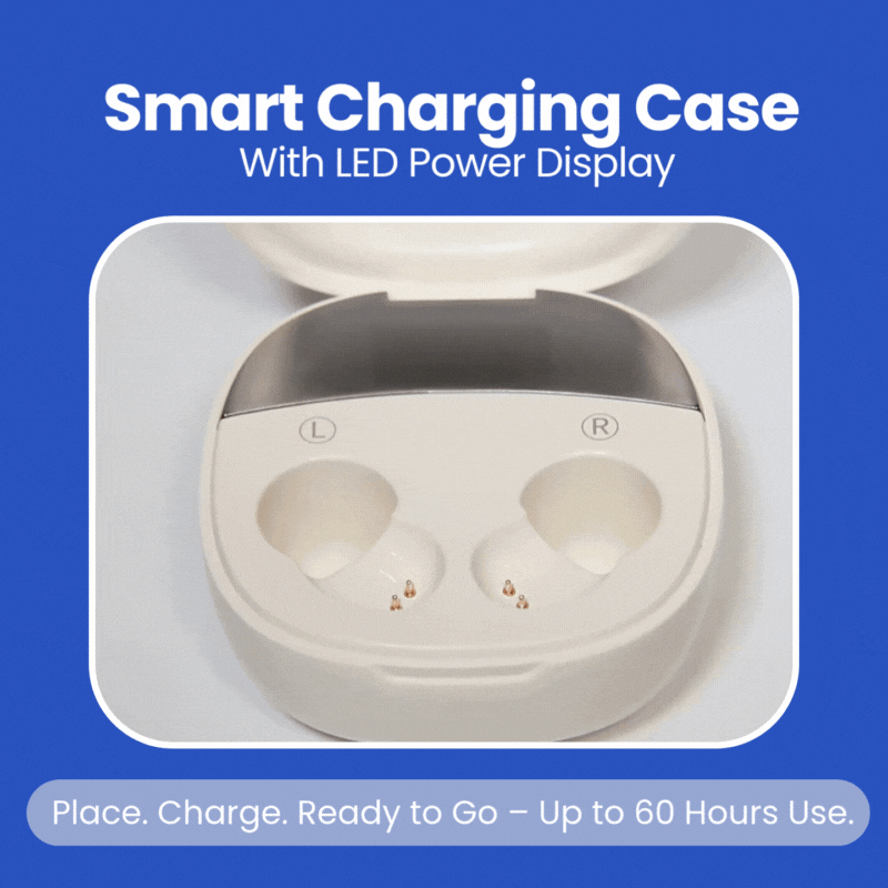 No Prescription Hearing Aids UK | Discreet Rechargeable Air Conduction Hearing Devices with Bluetooth App Control & Noise Reduction