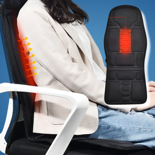 Massage Chair Pad | Heated Vibration Cushion with Adjustable Lumbar Support for Home, Office & Car Use