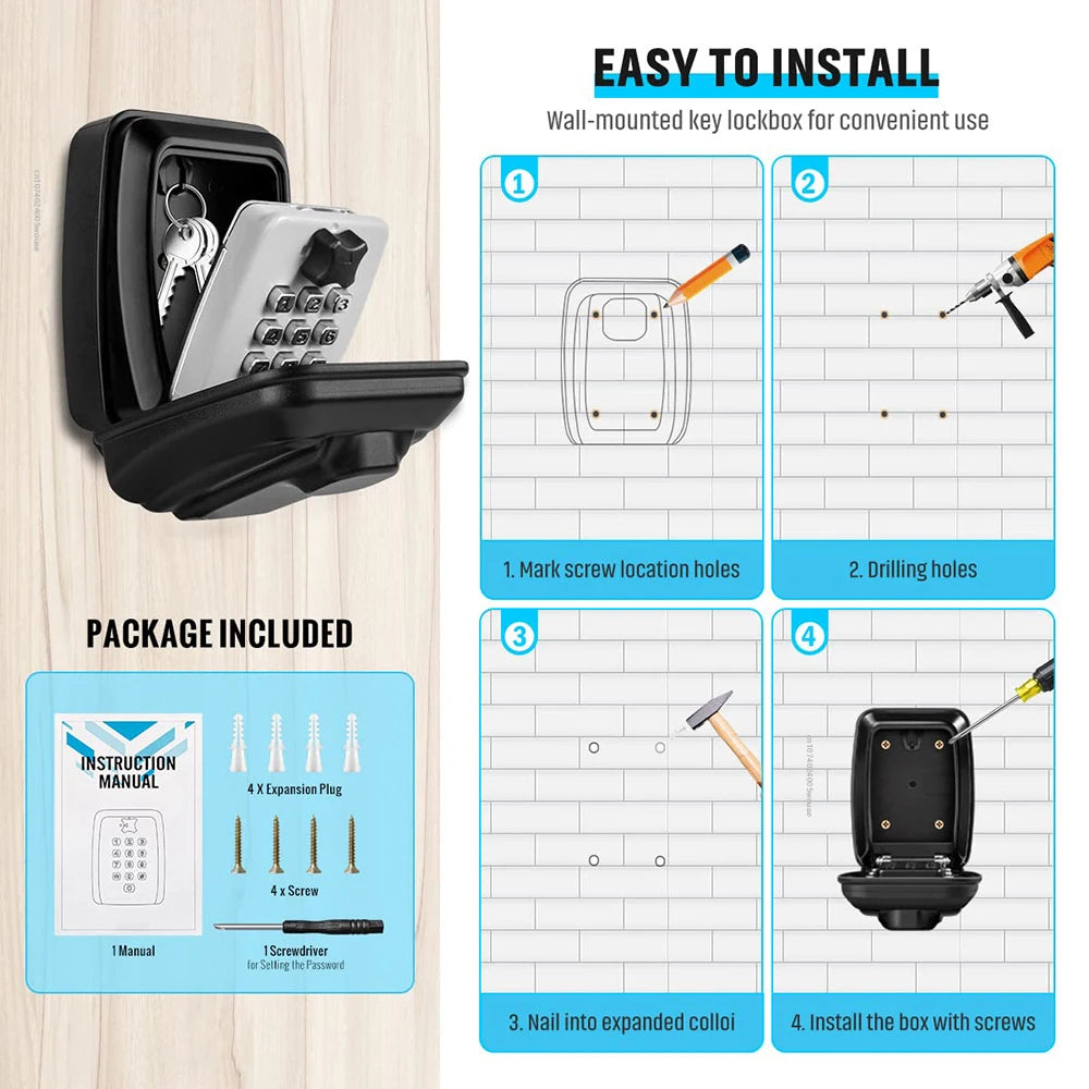 Waterproof Wall-Mounted Key Safe Box | Secure, Durable & Ideal for Outdoor Use